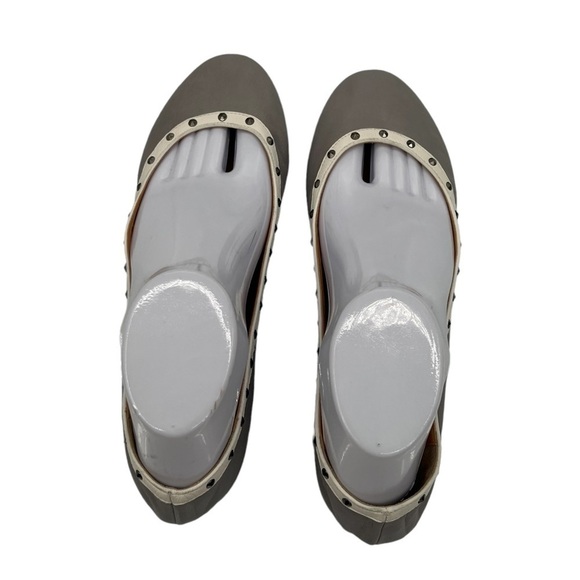J Crew Gray Cream Trim Studded Embellished Ballet Flats Size 8 1/2 Women's - Picture 5 of 15
